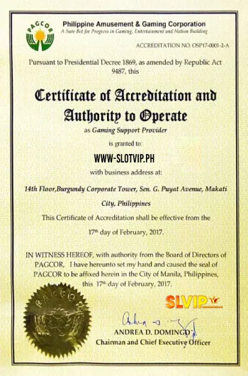 Slotvip Licensed by Pagcor